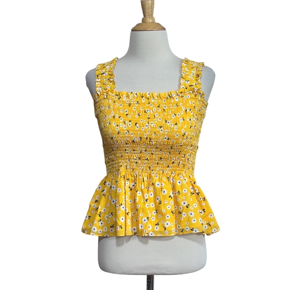 Kate Spade New York XS Fleurette Toss Ditsy Floral Smocked Cotton Summer Top